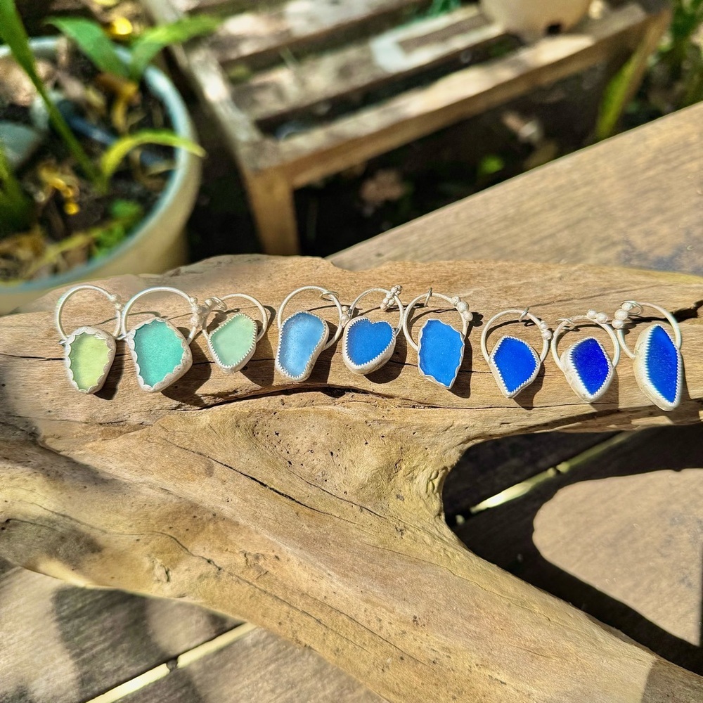 Cobalt blue sea glass Handmade 995 925 sterling silver soldered necklace - Picture 6 of 6